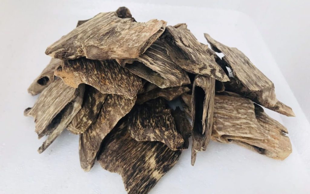 Trầm miếng hay là những phần gỗ của cây Dó Bầu đã hình thành trầm và được tách, đục, cắt hoặc tỉa thành từng miếng có kích thước khác nhau.