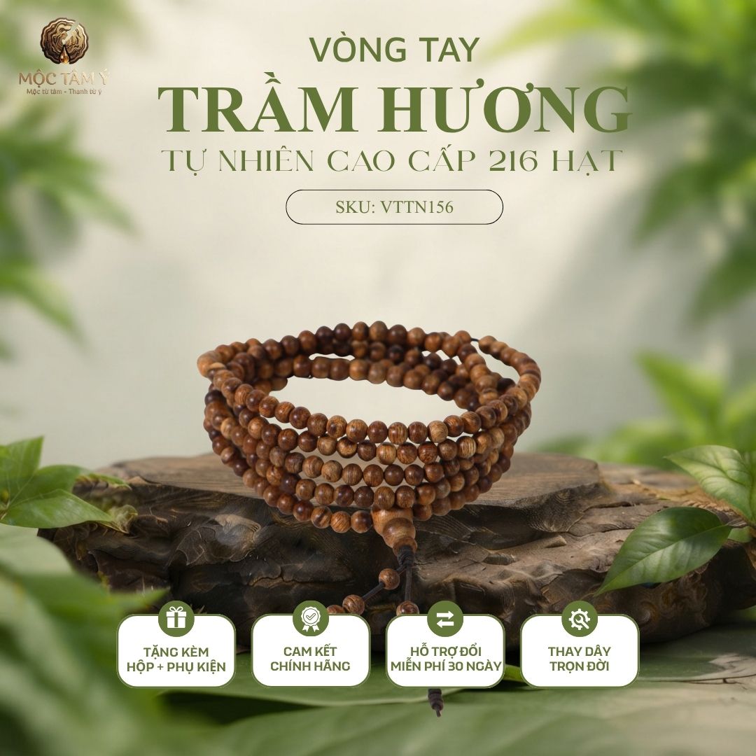 VÒNG TRẦM HƯƠNG TỰ NHIÊN TRẦM PHILLIP 216 HẠT