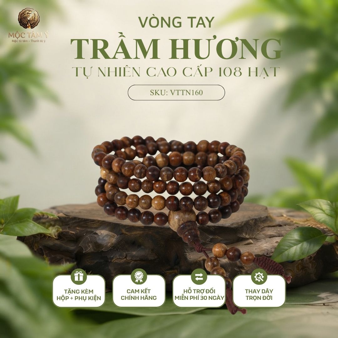 VÒNG TRẦM HƯƠNG TỰ NHIÊN CẬN CHÌM PHILLIP 108 HẠT