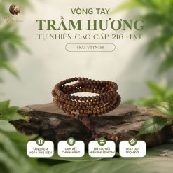 VÒNG TRẦM HƯƠNG TỰ NHIÊN CẬN CHÌM PHILLIP 3.5LY 30 NĂM TUỔI (216 HẠT)