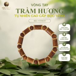 VÒNG TRẦM HƯƠNG TỰ NHIÊN TRÚC KHÁNH HÒA 8LY BỌC VÀNG THẬT 18K