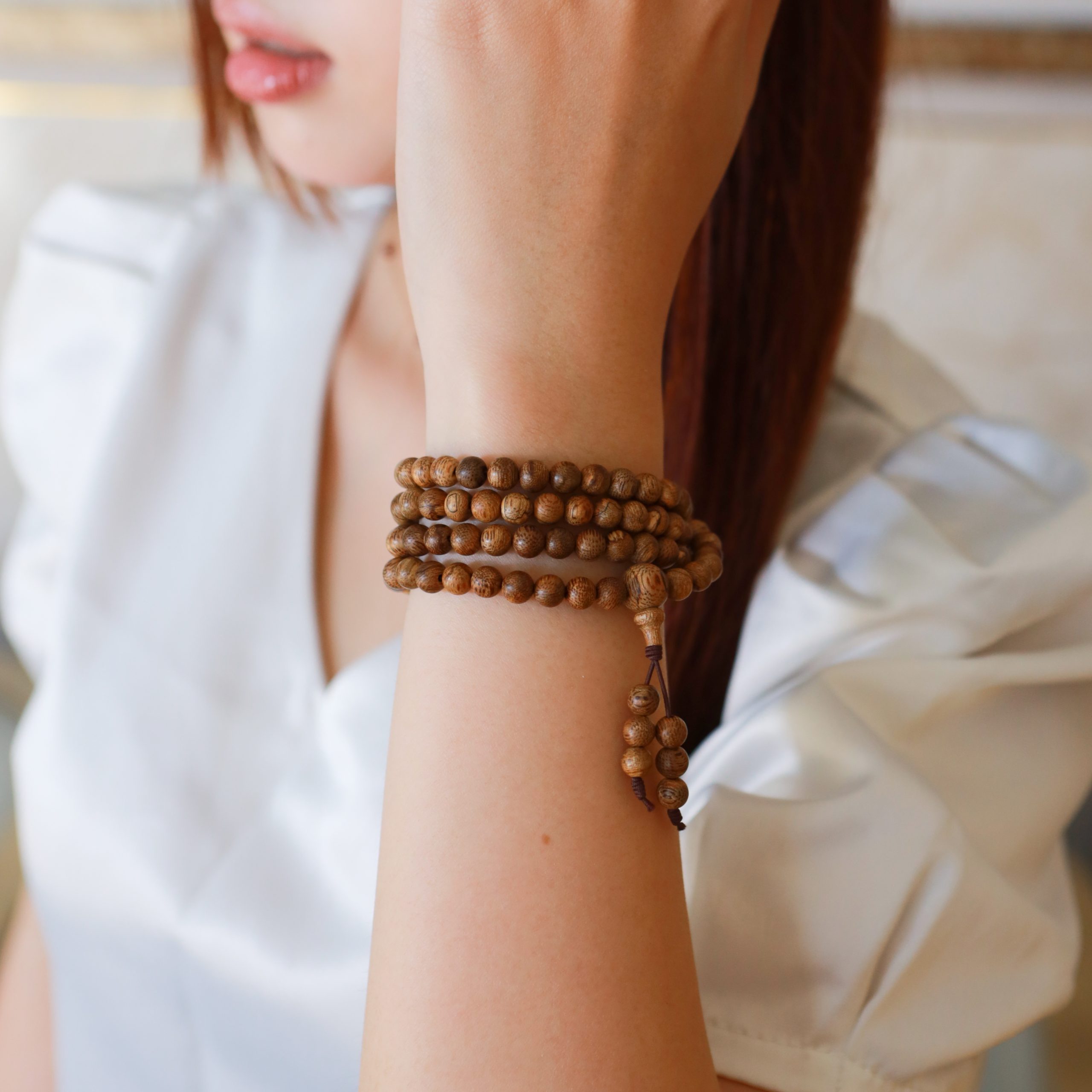 VÒNG TRẦM HƯƠNG TỰ NHIÊN TRẦM BÔNG TIÊN PHƯỚC 108 HẠT - Ảnh 5
